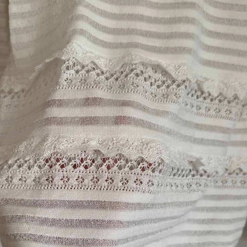 White House Black Market Ivory Striped Knit Top - Picture 8 of 8